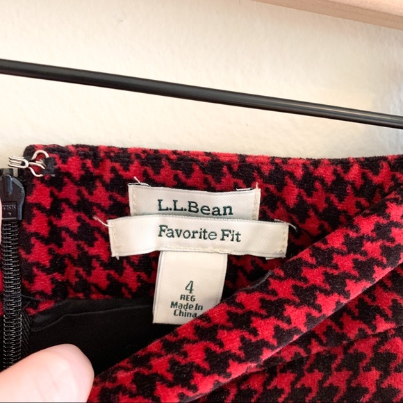 LL Bean Classic Red Houndstooth Plaid Pencil Skirt - Picture 4 of 8
